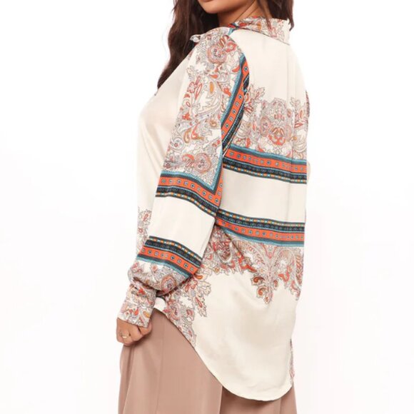 Satin Button Down Shirt - Picture 3 of 6